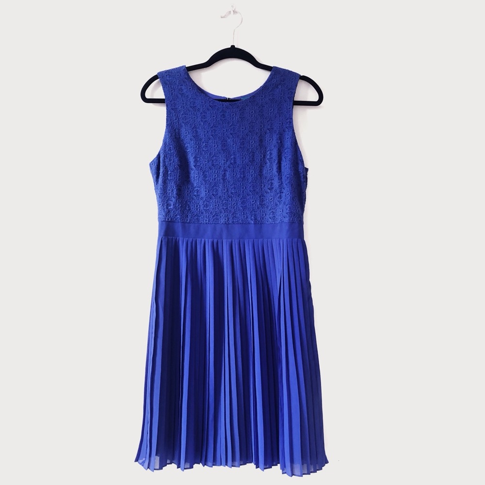 Pim + Larkin Blue Lace Pleated Dress Size M